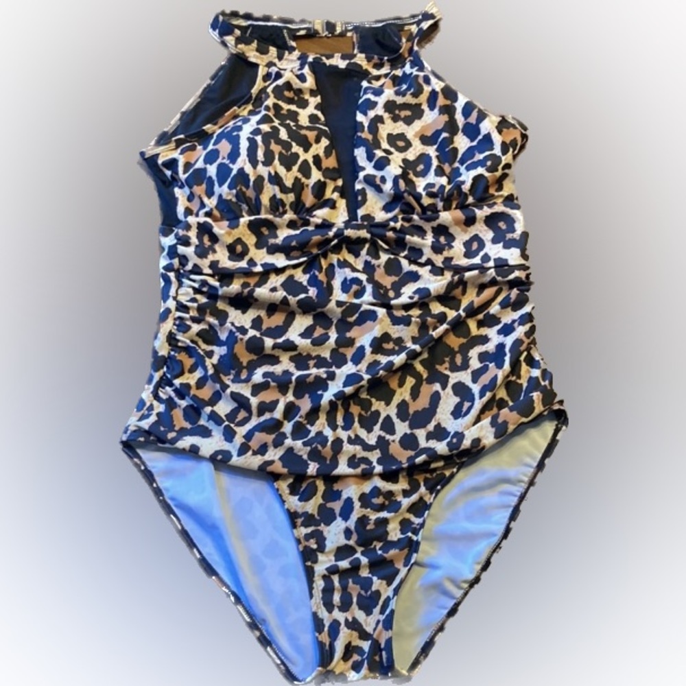 Leopard print one-piece swimsuit, Size L